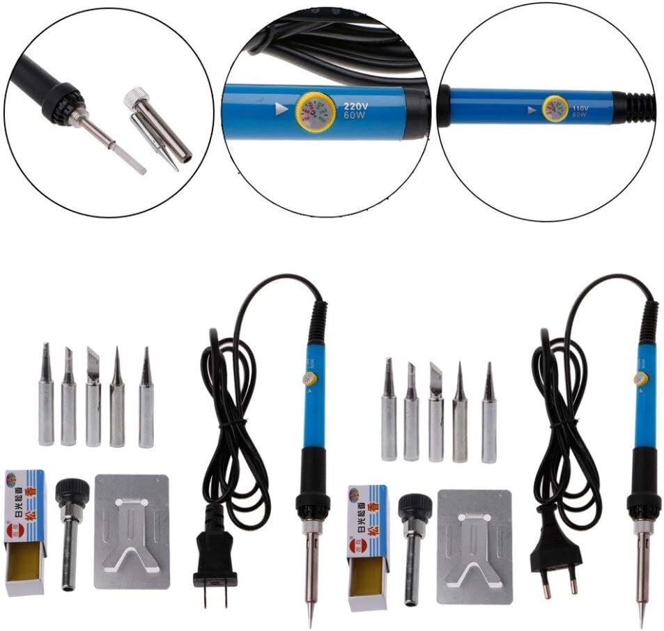 Soldering 1 Set 110V/220V 60W Electrical Soldering Iron Welding Adjustable Temperature Gun+Solder Tip Set US Plug - (Power: 60W, Plug Type: US)