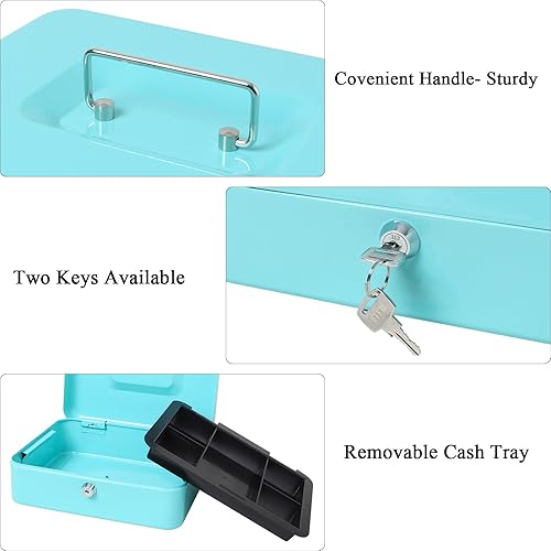 Vista 125 de Jssmst - Caja de dinero pequeña con bandeja, caja con bloqueo, Negro L