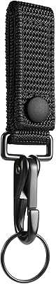 SOWHUP Heavy Duty Belt Keeper Clip Key Holder with Metal Snap and Nylon Molle Strap (Black - 1 Pack)