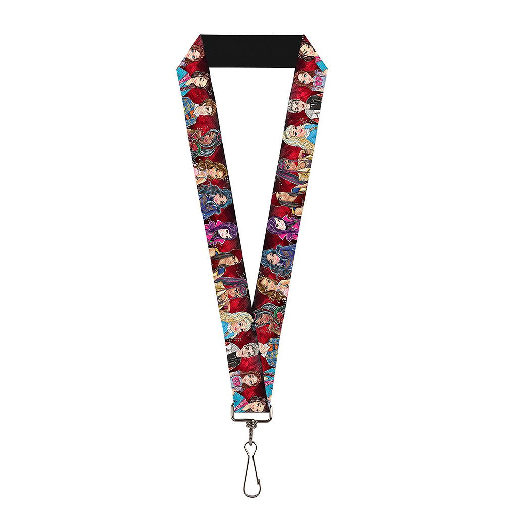 Buckle-Down Lanyard-1.0-Descendants 11-Character Group Pose Reds/gra, Multicolor, One size