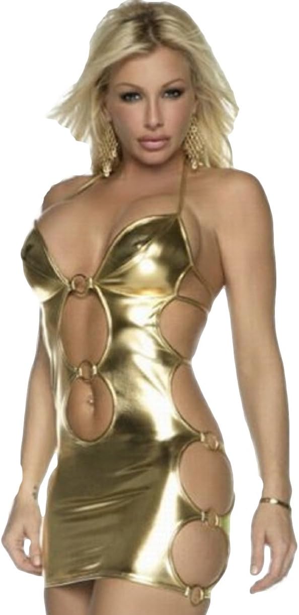 Vinyl Babydoll with G-string Gold