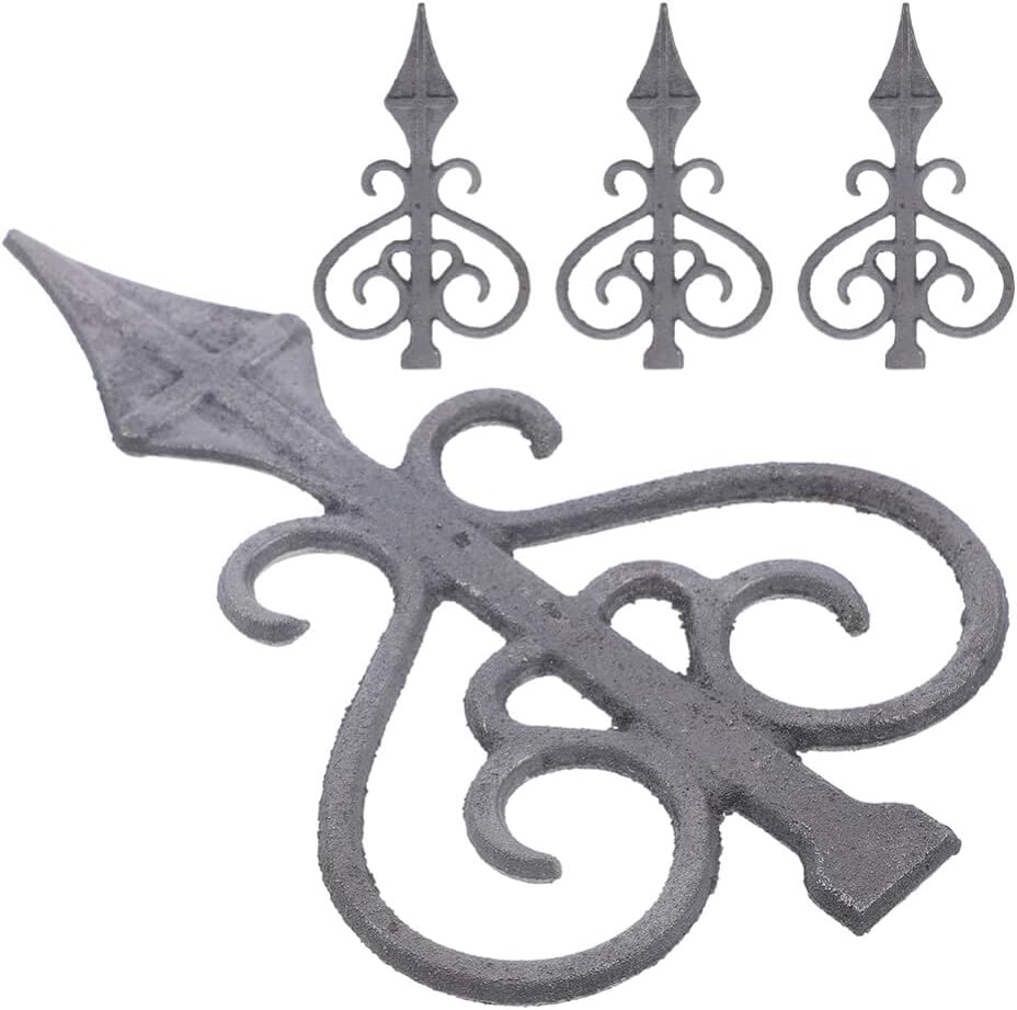 HANABASS Cast Iron Fence Toppers 4-Pack - Decorative Metal Fence Caps with Trident Design Outdoor Post Finials for Yard and Garden Easy Installation Replacement Accessories