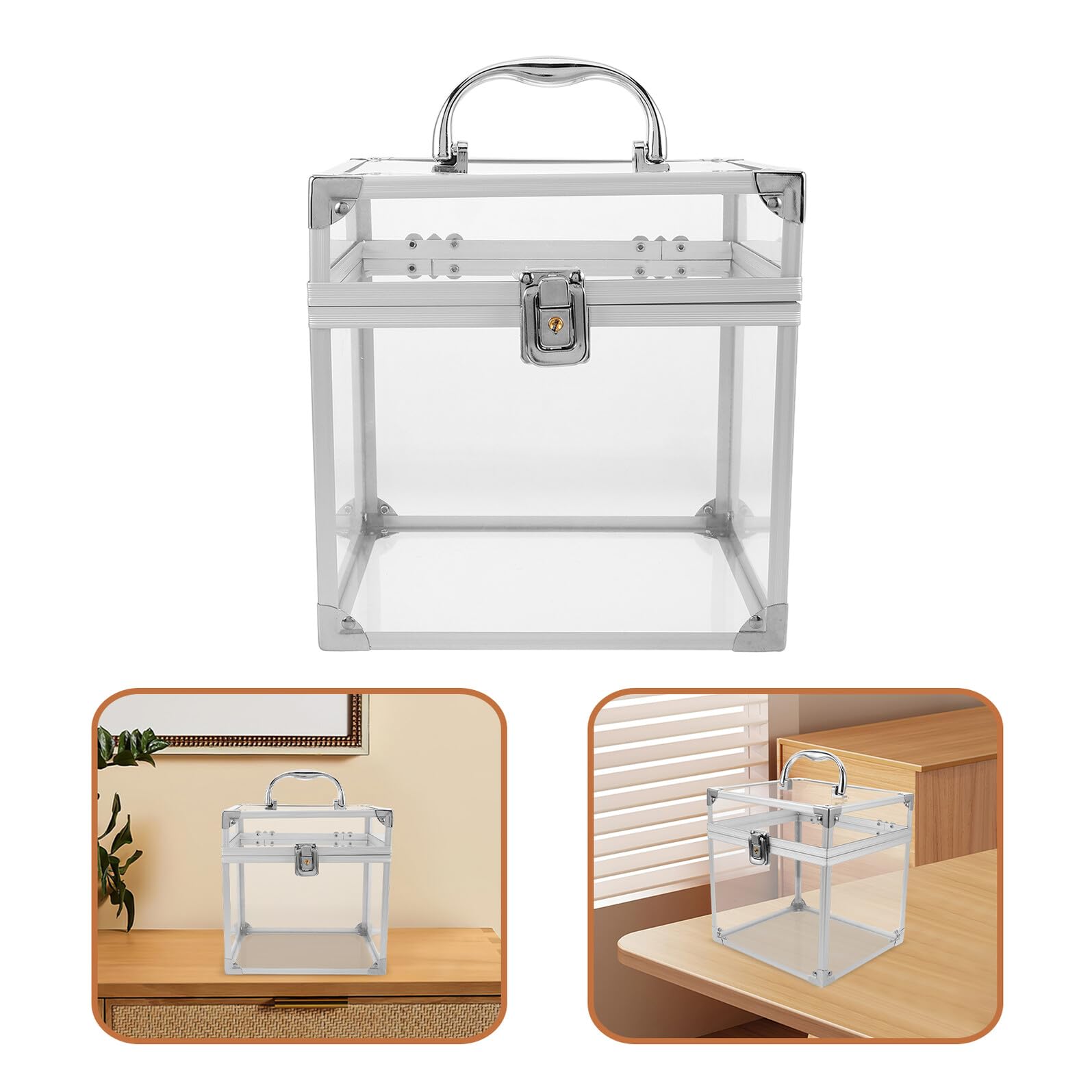 TOYANDONA Scatola Portaoggetti Protegge i Dischi Dalla Polvere per Dischi in Vinile in Acrilico Organizer da con Grande con Maniglia Raffinato per Camera e Ufficio
