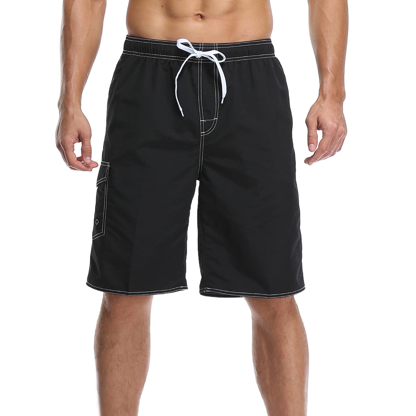 YnimioAOX Men's Swim Trunks, Quick Dry Board Shorts, Colorful Stripe