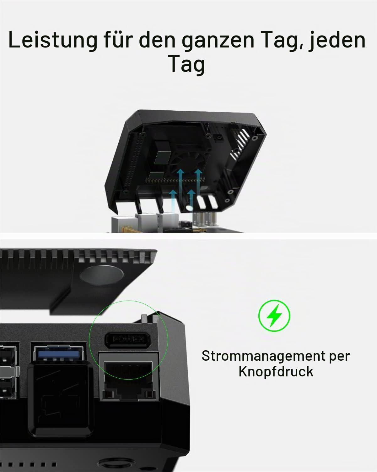 Argon ONE M.2 Aluminium-Gehäuse für Raspberry Pi 4 mit SATA SSD-Unterstützung | Einschaltknopf und Lüfter | Kompatibel mit B Key und B+M Key