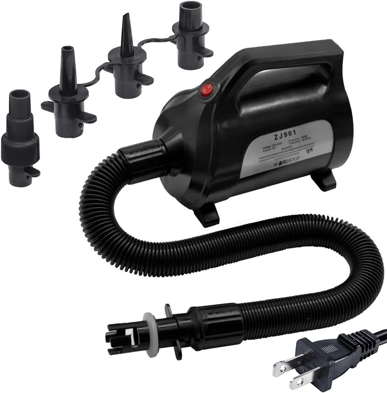 ZOOMBROS Bomba de aire eléctrica de 120 V para tubo remolcable inflablebarcocolchón de aireanillo de nataciónjuguete de piscinasnorkeldeportes