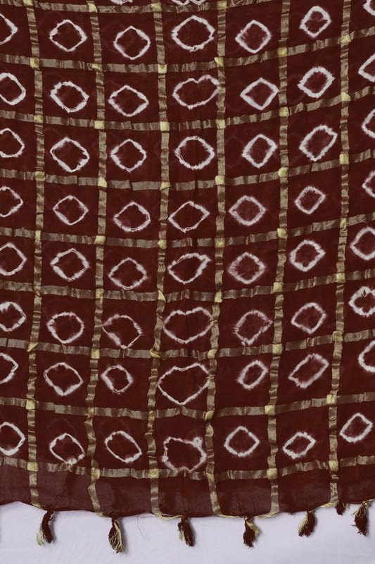 Image of Women Bandhani Dupatta | Traditional Chunri Print with Decorative Border | Lightweight Ethnic Stole for Festive and Wedding Wear