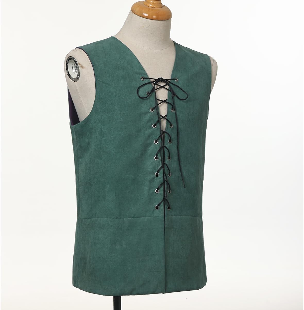BPURB Mens Renaissance Steampunk Lace-up Vest Gothic Waistcoat Reversible Vest for Men - Image 2