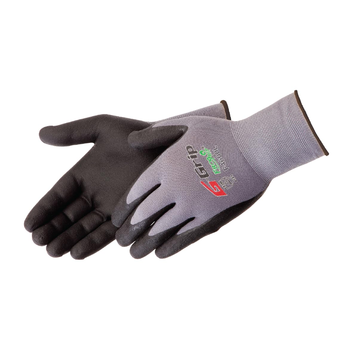 Liberty G-Grip Nitrile Micro-Foam Palm Coated Seamless Knit Glove with 13-Gauge Gray Nylon Shell, Medium, Black (Pack of 12)