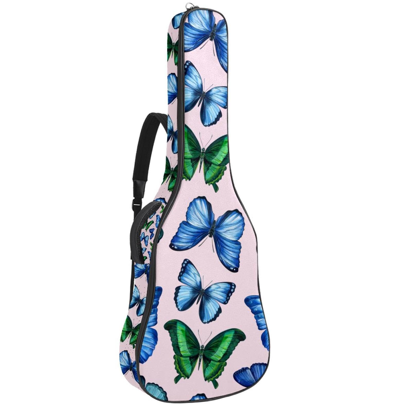 Torba na gitarę akustyczną wodoodporny plecak na gitarę grubo miękki wyściełany motyl klasyczna obudowa na gitarę, wielobarwny, 42.9x16.9x4.7 in, Organizer do torby
