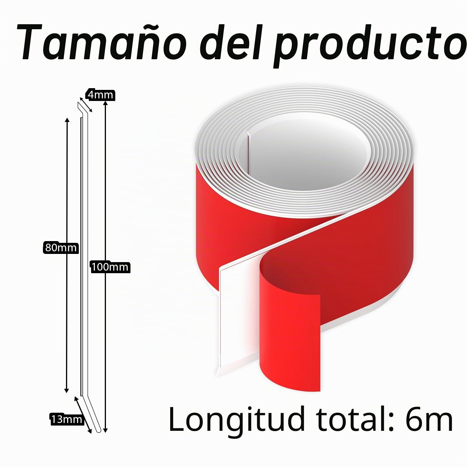 Rodapies Autoadhesivo Ancho Flexible Blanco 100x20mm 6M Pvc Zocalo