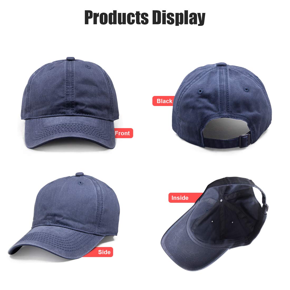 Paquete de 10 gorras de béisbol personalizadas en la parte delantera y trasera, 100 % algodón, bordado personalizado, paquete de 10 unidades, Lona lavable, 7 1/4/7 3/4
