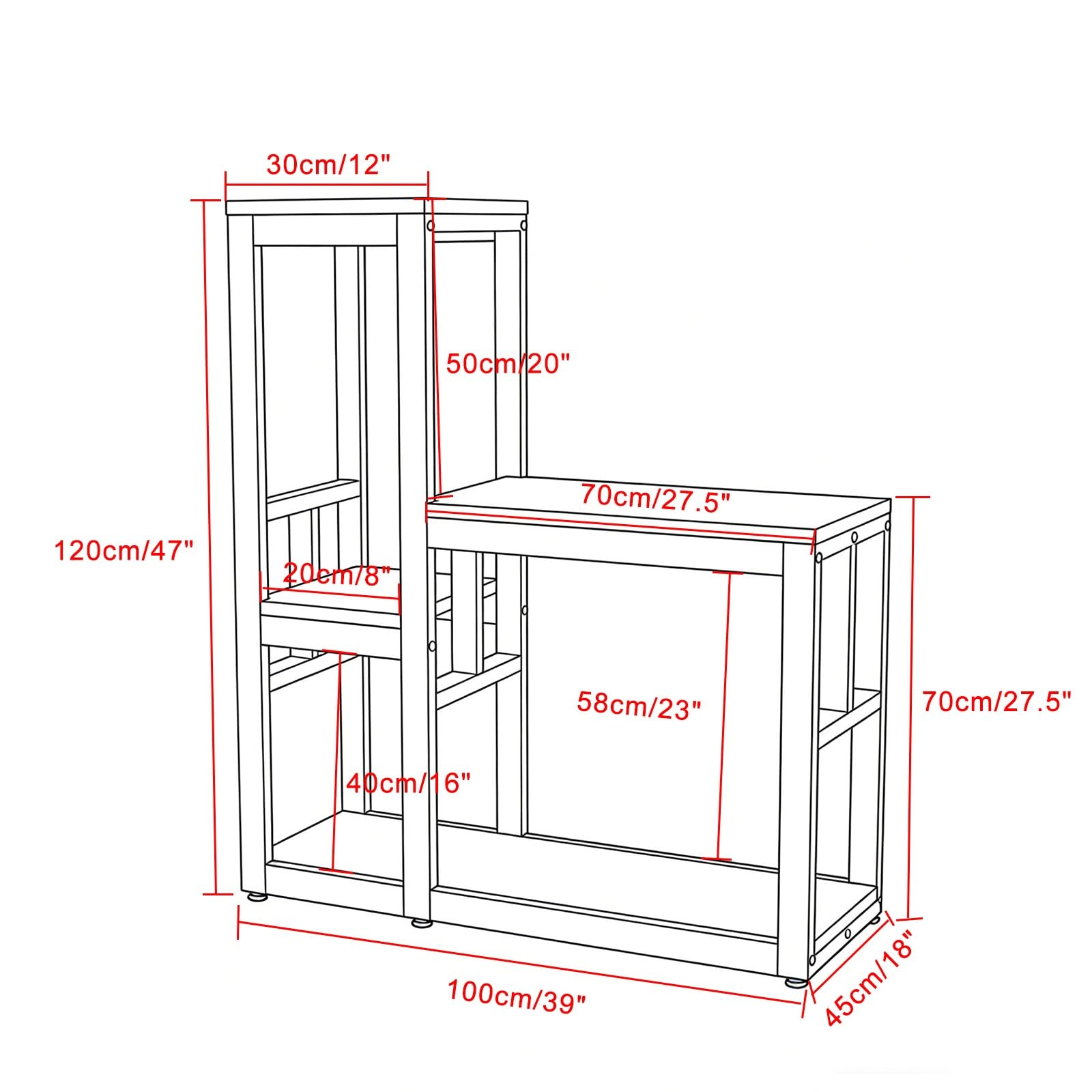 Wytrzymały, trwały metalowy stojak z gniazdkiem, szafka do przechowywania akcesoriów akwariowych – metalowa konstrukcja, nośność 1000 lbs (czarny, 100 x 45 x 70 cm)