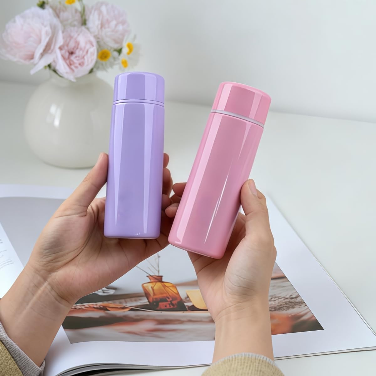 CDJ 4oz Small Water Bottle Mini Vacuum Insulated Bottle for Women