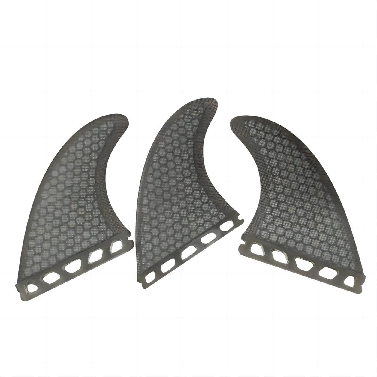 bohally Fiberglass+Honeycomb Surfboard Fin (3) Glass Flex Thruster Surf Fin Style G5 - Tri Fin Thruster Set Surfboard fins Size M fins (1 Set Black)