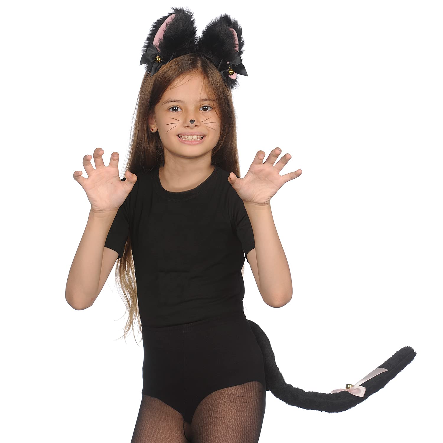 Disfraz De Gato A Rayas Rosa Y Morado Para Mujer – 4 Piezas: Orejas, Máscara, Cola Peluda Y Calcetines Rayados, Ideal Para Halloween Y Cosplay