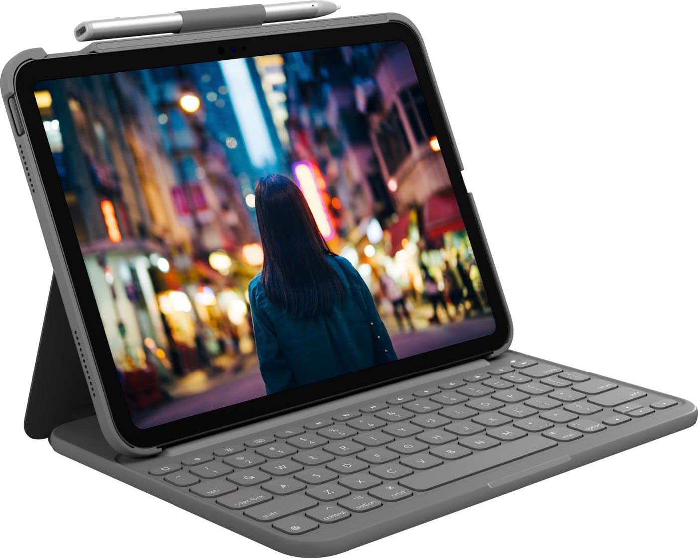 Logitech for iPad (10th Generation) Keyboard Case| Slim Folio with Built-in Wireless Keyboard (Graphite) - Pan Nordic Layout