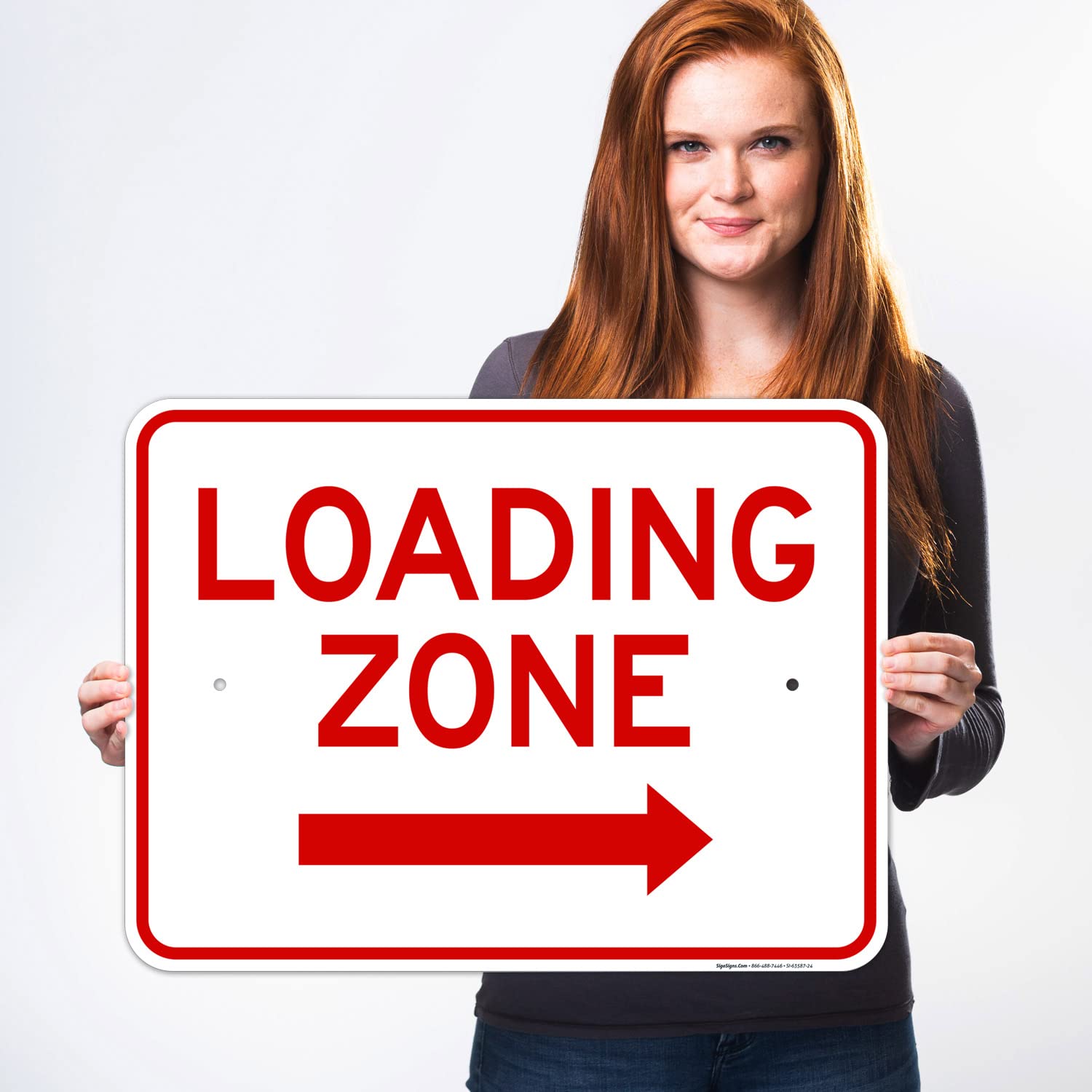 Loading Zone with Right Arrow Sign, 18x24 Inches, Rust Free .063 Aluminum, Fade Resistant, Made in USA