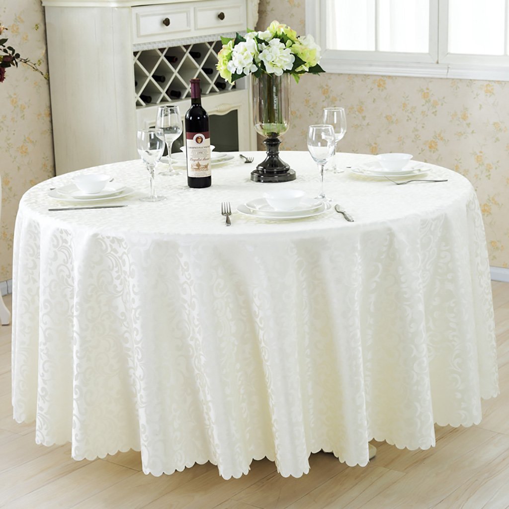 WENJUN Hotel Tablecloth Cloth Tablecloth Table Cloth Rectangle Round Round Table Tablecloth European Style Various Sizes (Color : Beige, Size : 140 * 160CM)