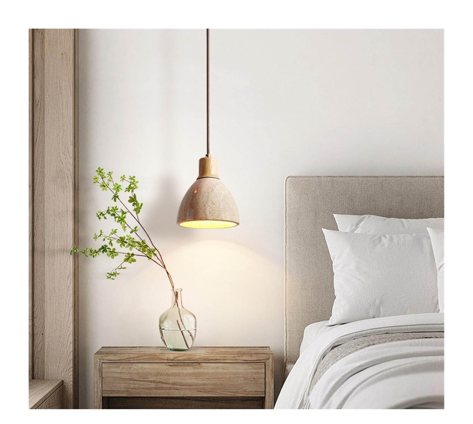 Generico Lampadario moderni, Japan LED Pendant Lamps Home Decor Bedroom Dining Living Room Interior Yellow Travertine Hanging Light Luminaria(A)