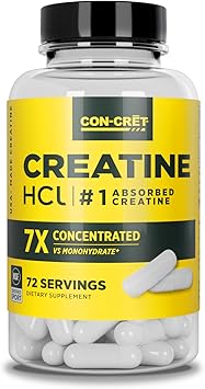 CON-CRET Creatine HCl Capsules | Muscle, Cognitive, Cellular Energy Support | No Bloating or Cramps | USA Made & NSF Certified | Creatine Pills 72ct