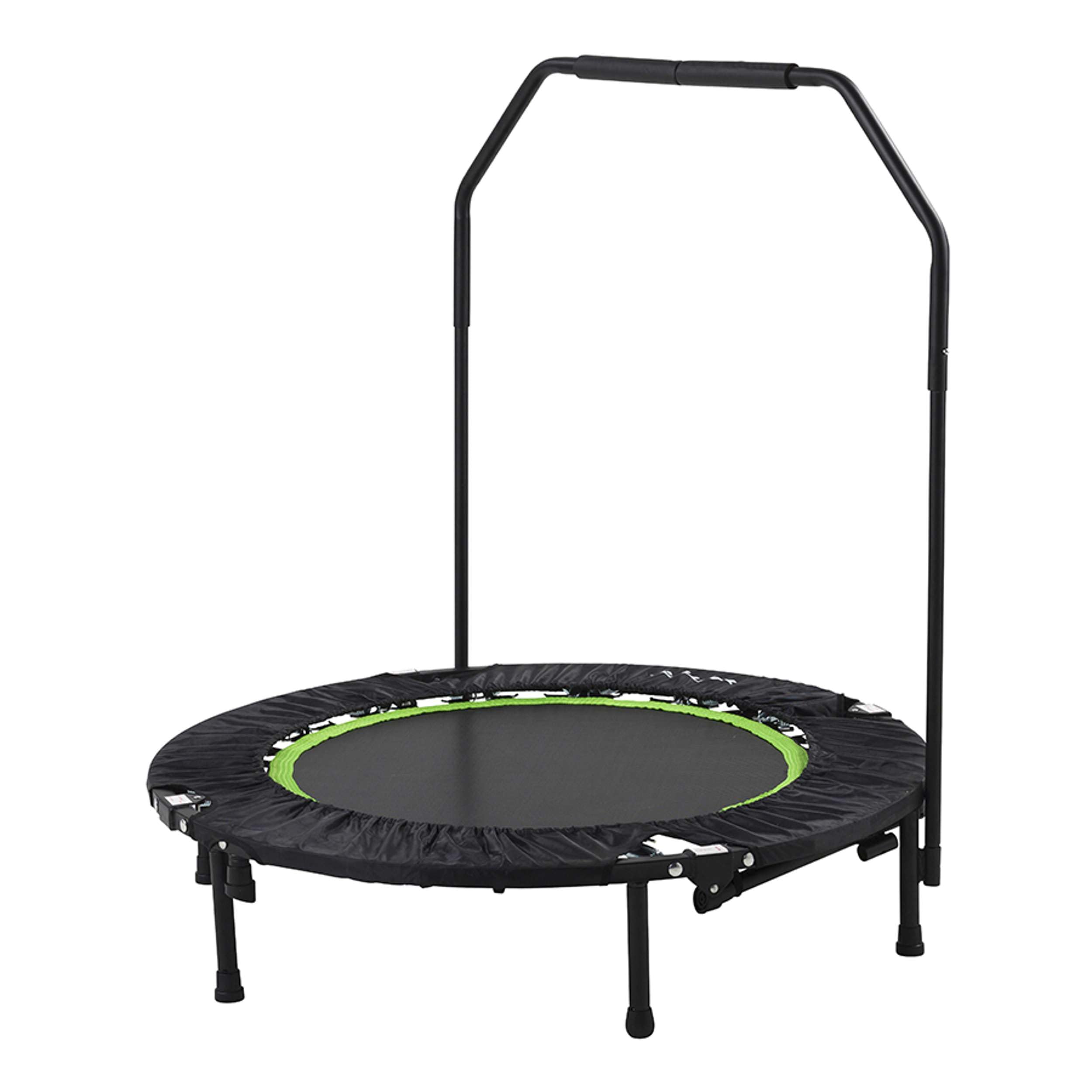 Tunturi Erwachsene klappbares Fitness Trampolin Ø 104cm mit Stange und Randabdeckung/Jumping Fitness Trampolin/Rebounder | Maximale Belastung 140 kg, Sprunghöhe 22 cm, Gewicht 11 kg, Faltmaß 40 x 75 x 10 cm