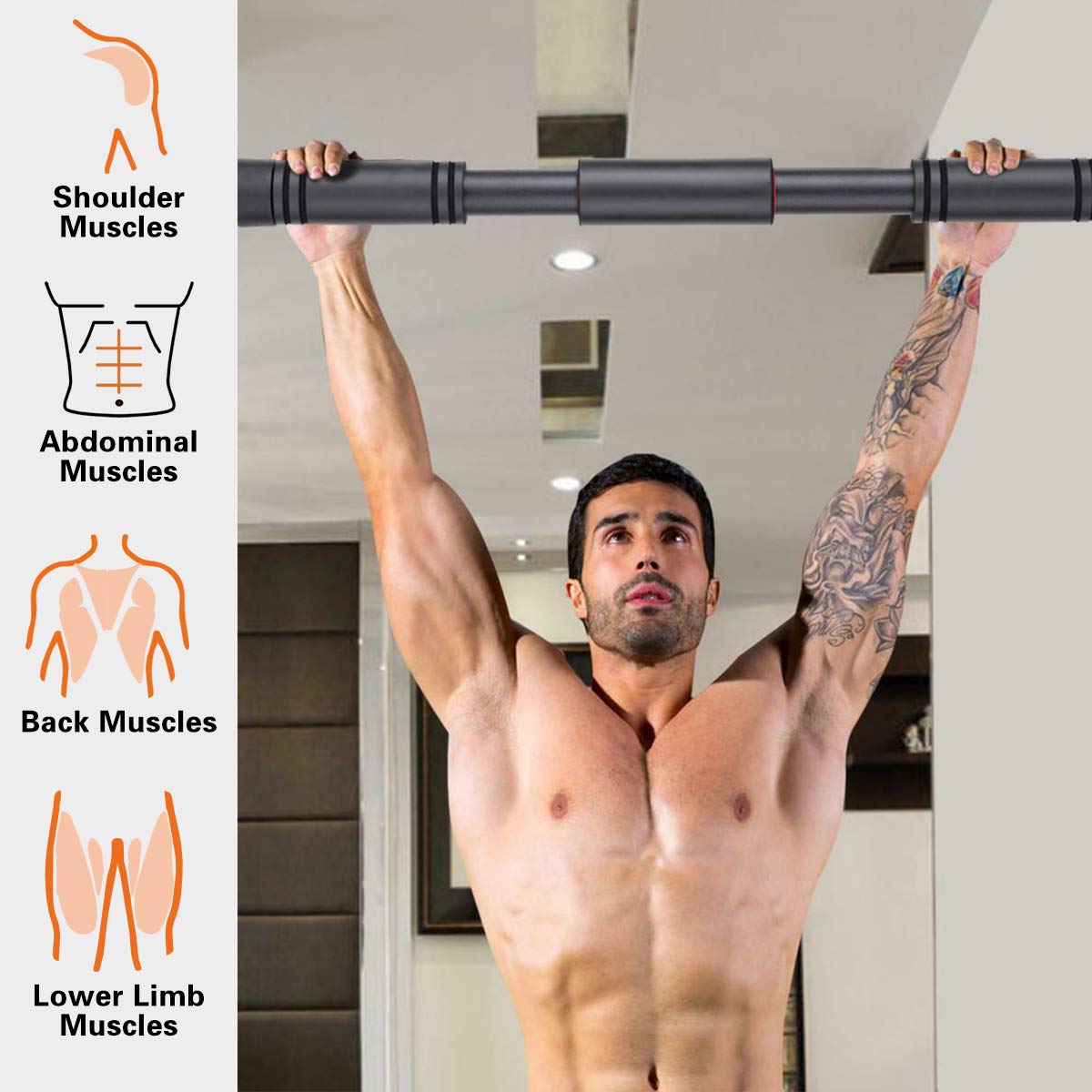Barra dominadas la rejilla 2 vías,entrenador parte superior cuerpo ajustable,barra tracción puerta para entrenador músculos cuerpo sin tornillos agarre absorbe sudor