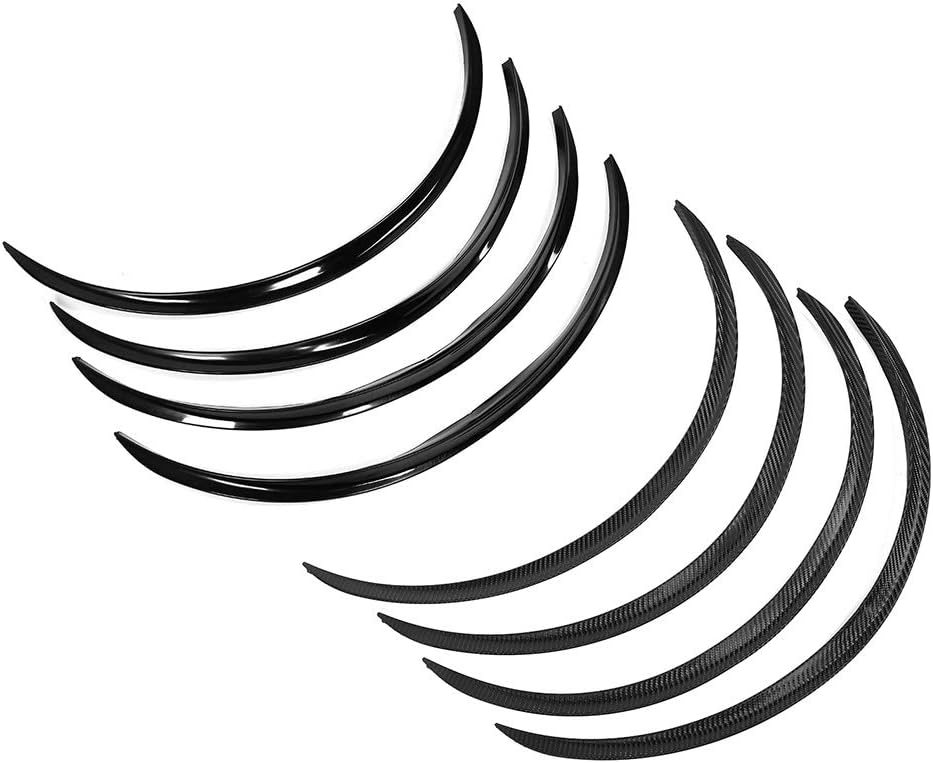 4pcs carbon wheel arch lips protector, antiscratch mud guard trim 28. 4in fit automotive exterior accessories (black)