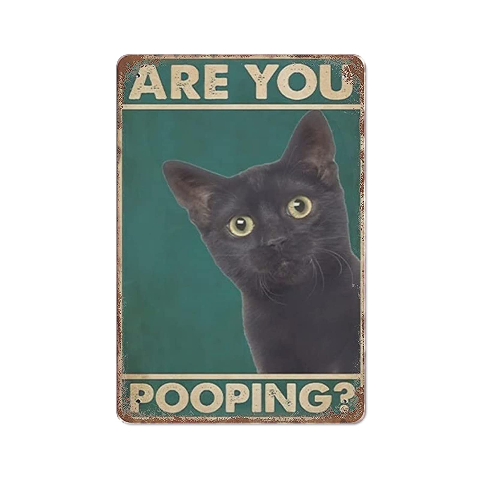 Metal Tin Sign Vintage Are You Pooping Cat Bathroom Funny Novelty Gate Restaurants Cafes Store Club for Home, Living Room, Garden, Bedroom, Office, Hotel, Cafe and Pub Wall Decor 8x12inches