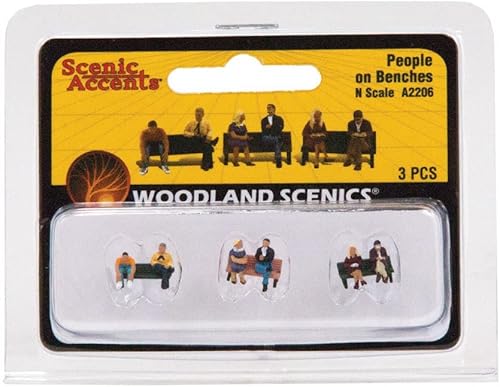 Miniatura 2 de Woodland Scenics N Scenic Accents Personas en Bancos (6 Figuras y 3 Bancos)