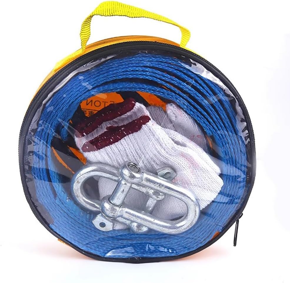 Heavy Duty Tow Strap with Safety Metal Hooks 5M 8T Strong Break Strengthened Blue Nylon Shackle Towing Rope for Vehicle Recovery in Roadside Emergency(Blue2,4m8t)