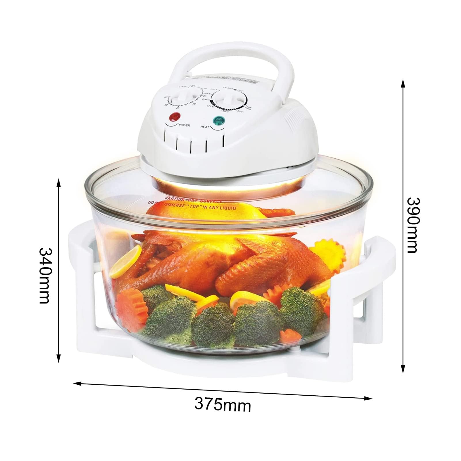 Trintion Halogenofen Heißluftofen Klein 17 Liter Halogenoven Heißluftgrill Konvektionsofen mit Erweiterungsring Heissluftofen 1400 Watt Halogen Backofen für Gemüse Fleisch