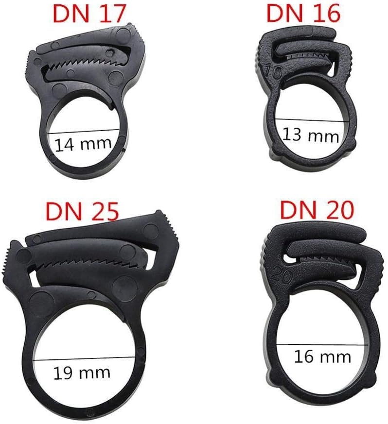 Hose Connector 200 Pcs Garden Hose Pipe Connection Fastener DN16 DN17 DN20 DN25 Pipe Fixed Buckles Tightening Clamps Irrigation Fittings (Diameter : DN 16)