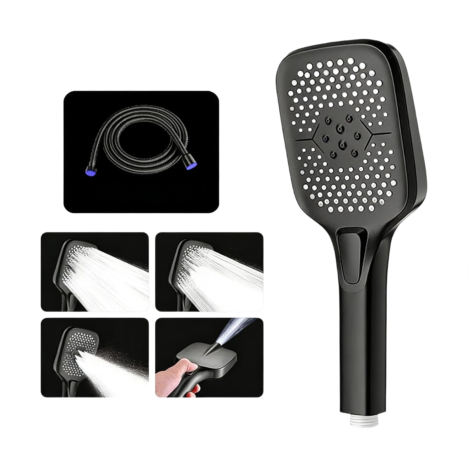 Pressure Shower Head Water Saving Showerhead with 4 Sprays Modes Large Flows Rainfalls Shower Quick Installation Pressure Boosting Head