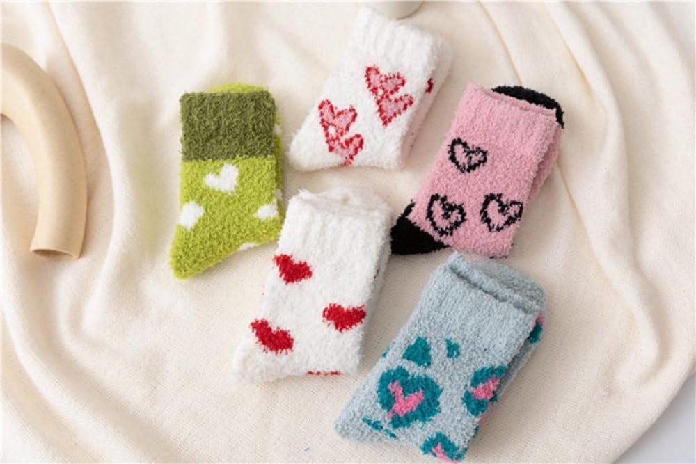 Calzini Termici 3 Paia Caldi Calzini Da Letto Invernali for Donne E Ragazze, Calzini Da Pantofola Comfort Con Cuore Innamorato Calzini Spessi Invernali Fuzzy Soffici Calzini Da Pavimento Casual Causal