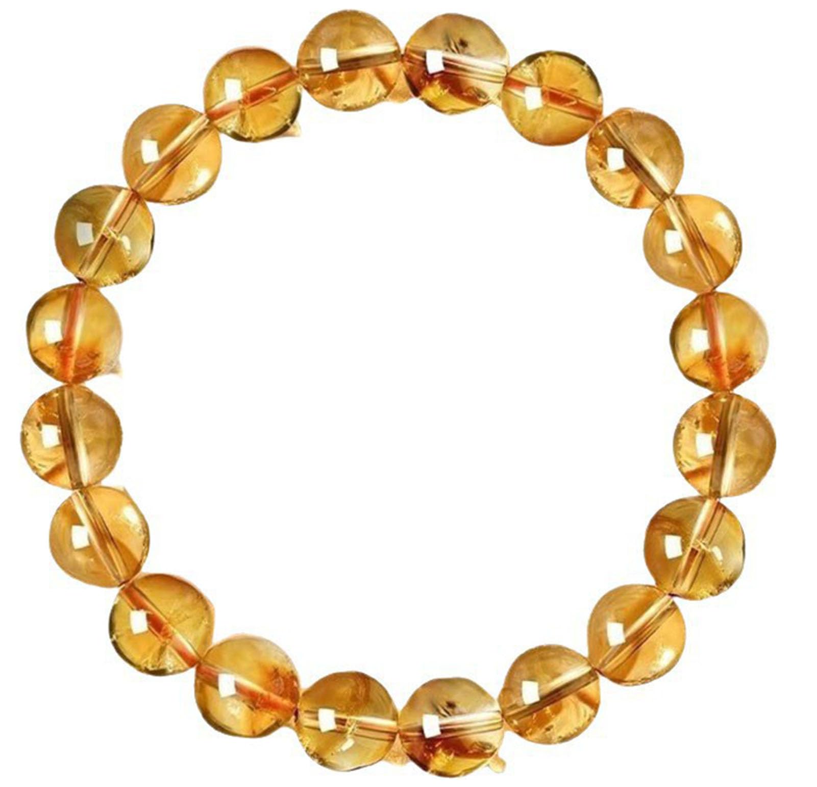 Citrin-Quarz-Stretch-Armband, handgefertigtes Edelstein-Perlen-Armband | Kristallstein-Heilenergie-Armbänder, elastisches, handgefertigtes, poliertes Edelstein-Chakra-Perlen-Armband