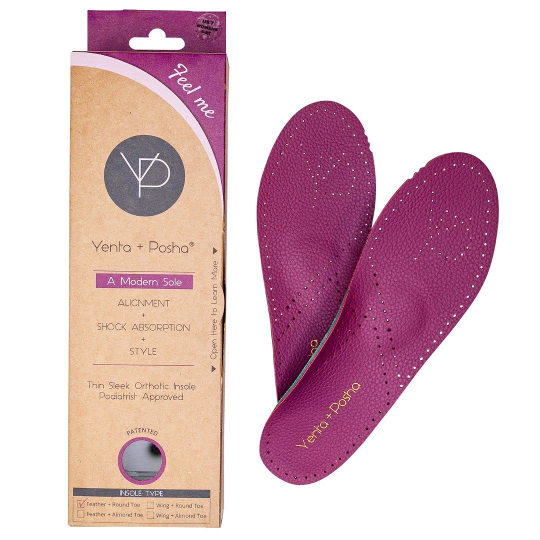 Yenta Posha Ultra Thin Orthotic Insole for Women Modern Sole Feather 9 Feather Round Toe