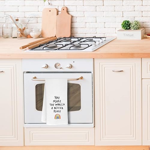 Miniatura 2 de ZJSYXXU Toallas de cocina arcoíris – Toallas de cocina bohemias arco iris, paños de cocina, toallas de mano decorativas para cocina, haces del mundo