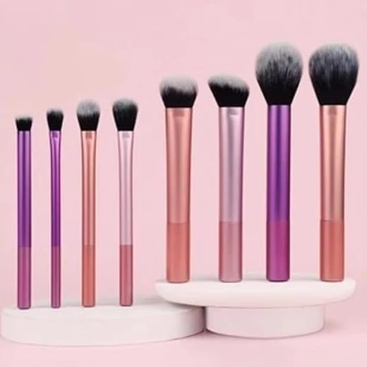 Kit de Pincéis de Maquiagem Portátil Conjunto Completo para Viagens Trabalho e Uso Diário Cerdas Macias para Aplicação Uniforme para Dia das Mães e Aniversários (8 Pincéis)