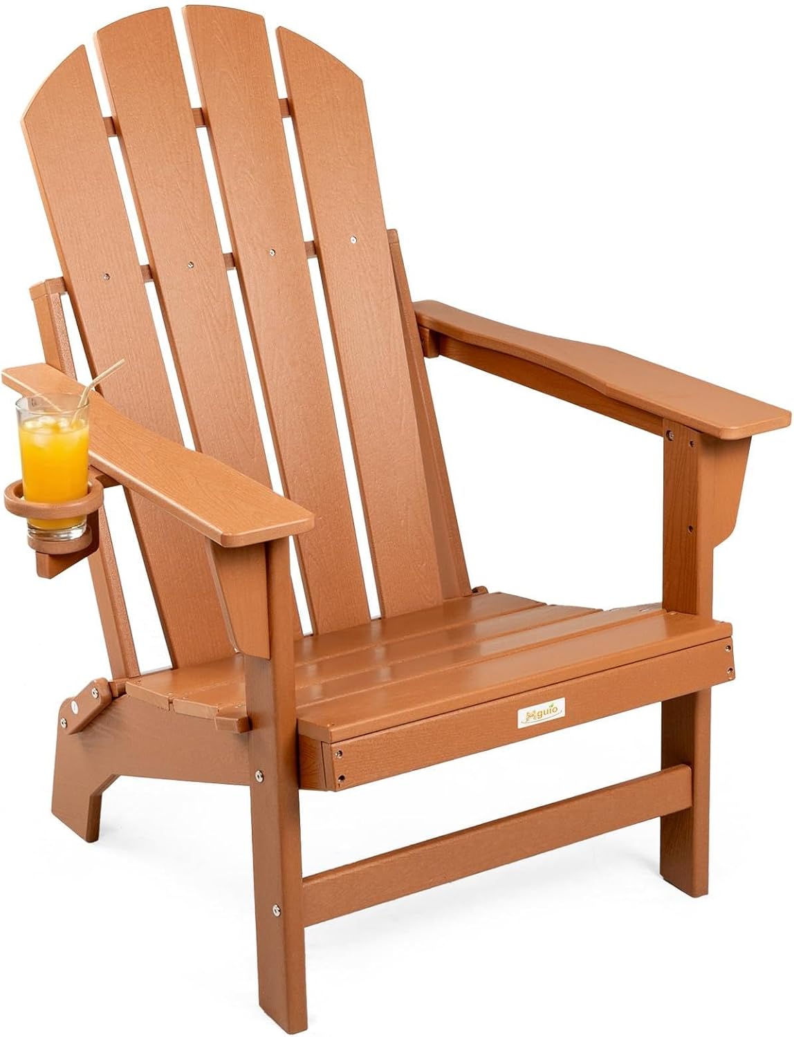 Folding Adirondack Chair, All Weather Stable Gun-Leg Design Fire Pit Chairs with Cupholder for Outside