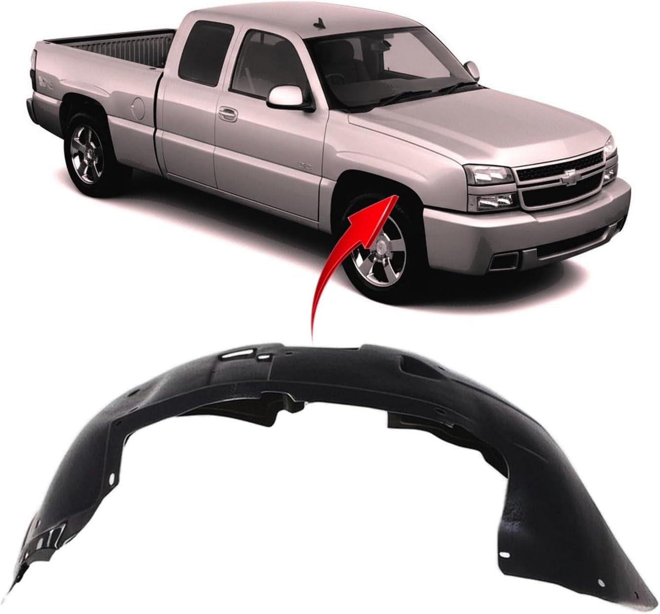 FitParts Compatible With Front Right Driver & Passenger Set Pair Fender Liner Chevrolet Silverado 1500 2500 3500 1999-2007. New, Plastic & Ready to Install. GM1249165 15268589