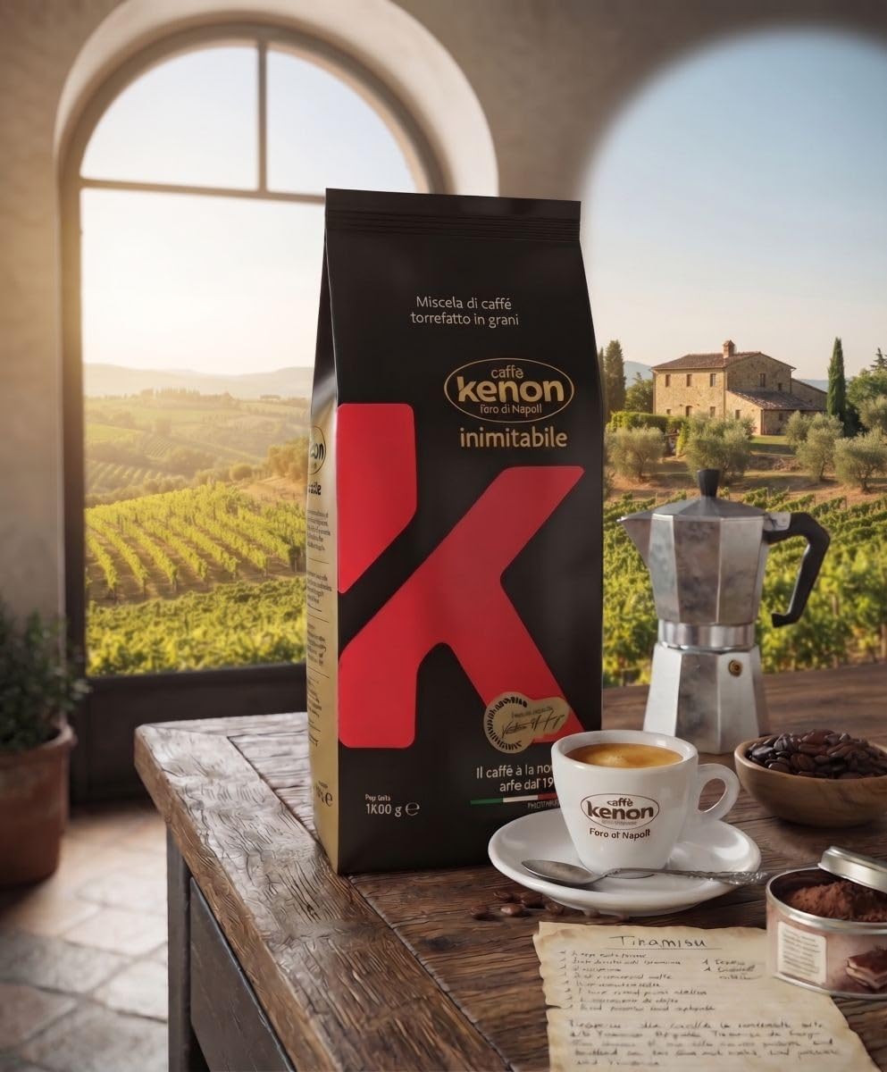 Confezione da 1 Kg, Caffe' Kenon in Grani, Miscela Crema Bar - Chicco | Miscela di caffè con buona percentuale di Arabica, dal gusto delicato e dall’aroma intenso.