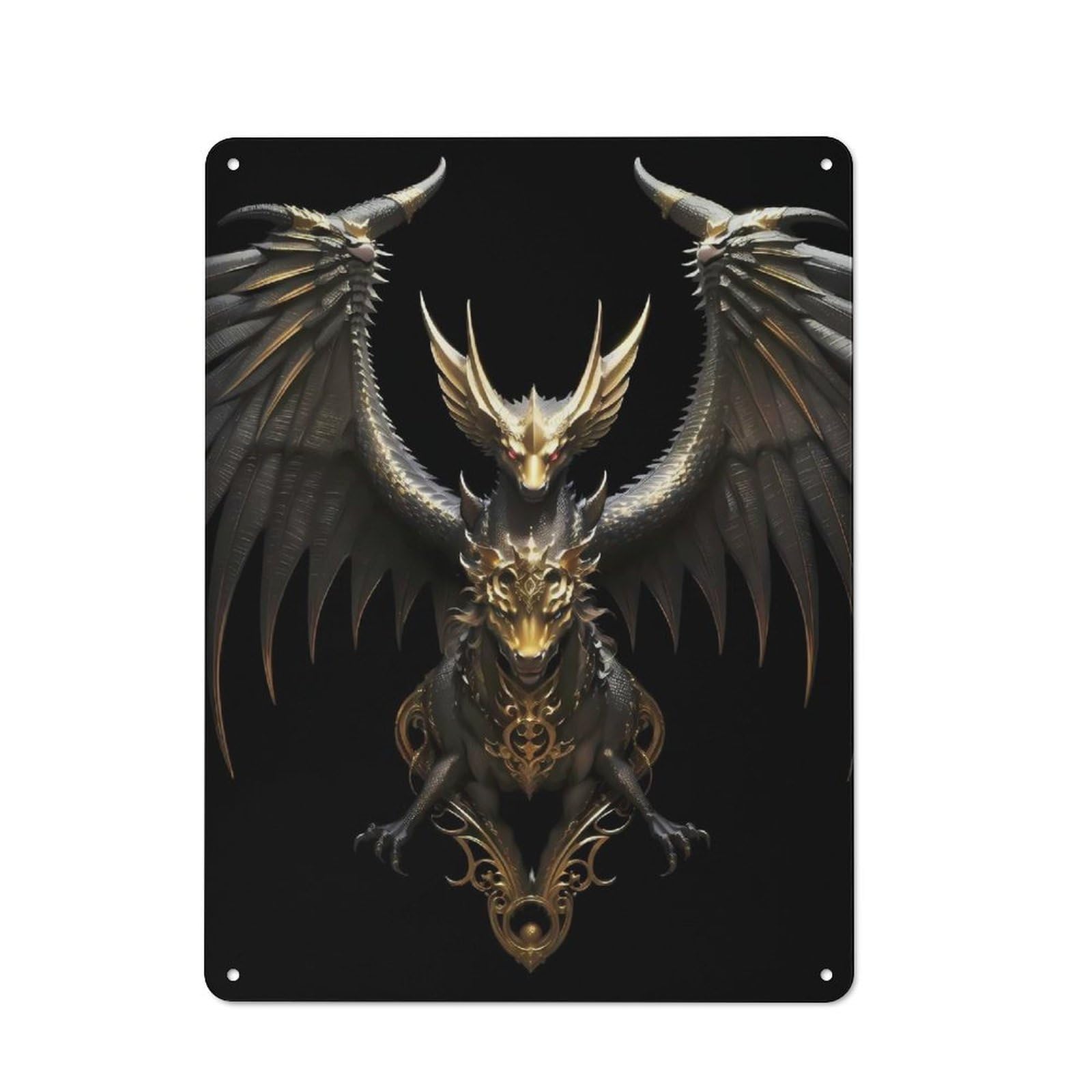 Junmoney Style-4 Metal Sign 40X30cm With Egypt Dragon Wings For Pub Or Café, Vintage Decor, For Metal Sign Collectors, For Garage And Workshop Walls
