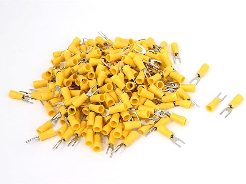 IIVVERR 340 Pcs Yellow 4# AWG 22-16 SV1.25-3 19A Wire Connector Insulated Fork Terminals (340 Pcs Amarillo 4# AWG 22-16 SV1.25-3 19A Terminales de