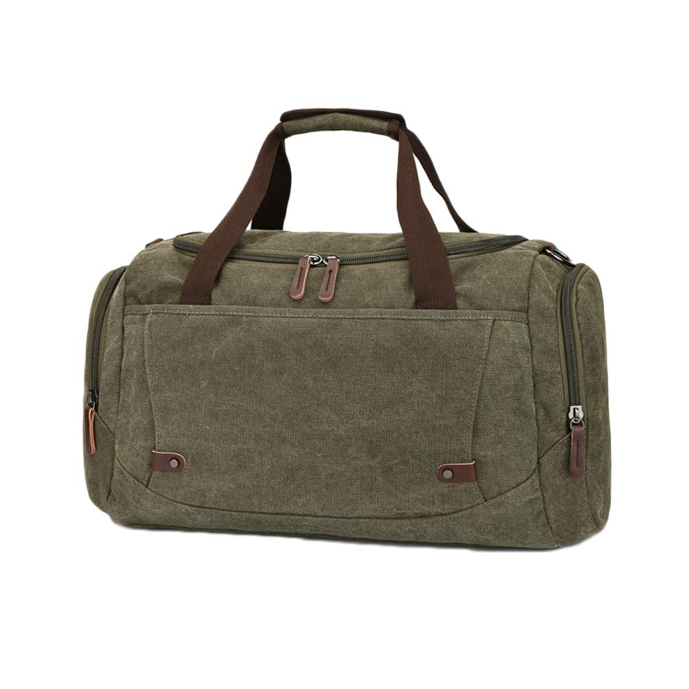 Bolsa De Viaje De Lona Bolsa Deporte Grande Bolsa De Noche Weekender Verde del ejército 47 * 21 * 33CM