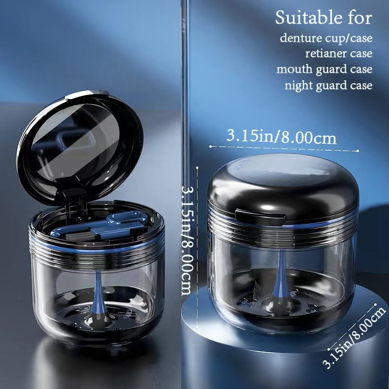 Miniatura 2 de Estuche de retenedor, taza de baño de dentadura, caja de limpiador de retenedor, soporte para protector bucal nocturno, contenedor de almacenamiento