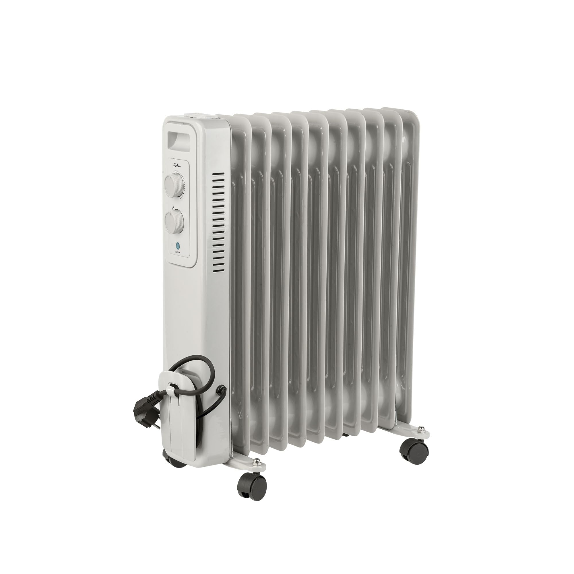 JATA JCRA2311 - Radiador Electrico bajo consumo de aceite de 11 módulos. 3 potencias de calor (1000-1500-2500 W) Máxima seguridad. Fácil de transportar