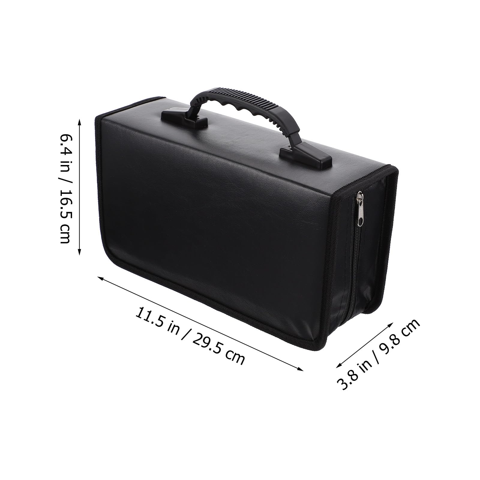 IMIKEYA Custodia per CD da 128 unità, borsa organizer portatile in similpelle nera, chiusura lampo, per viaggi, auto e archiviazione domestica