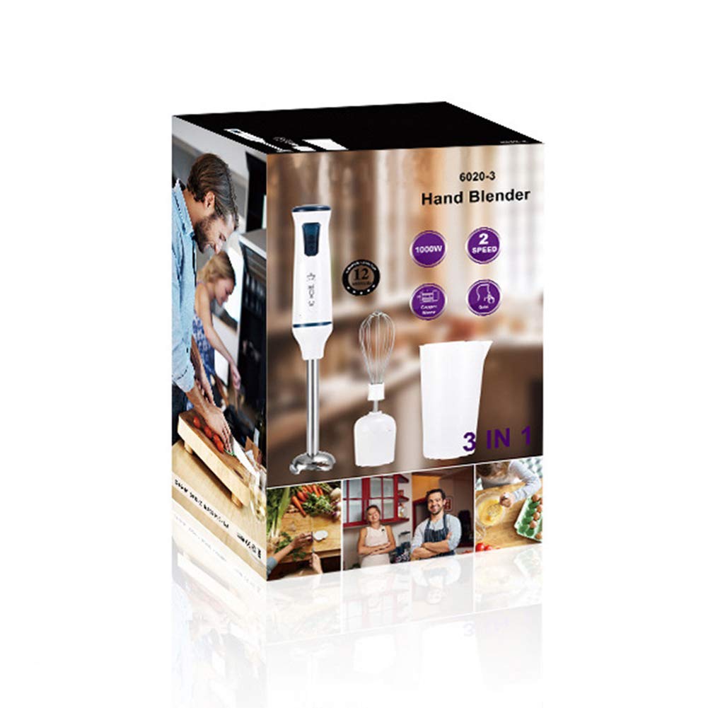 Frullatori elettrici a mano, Smerigliatrice a immersione 3 in 1 con la frusta, Becher da 600 ml, Robot da cucina per frullati, zuppe, alimenti per bambini