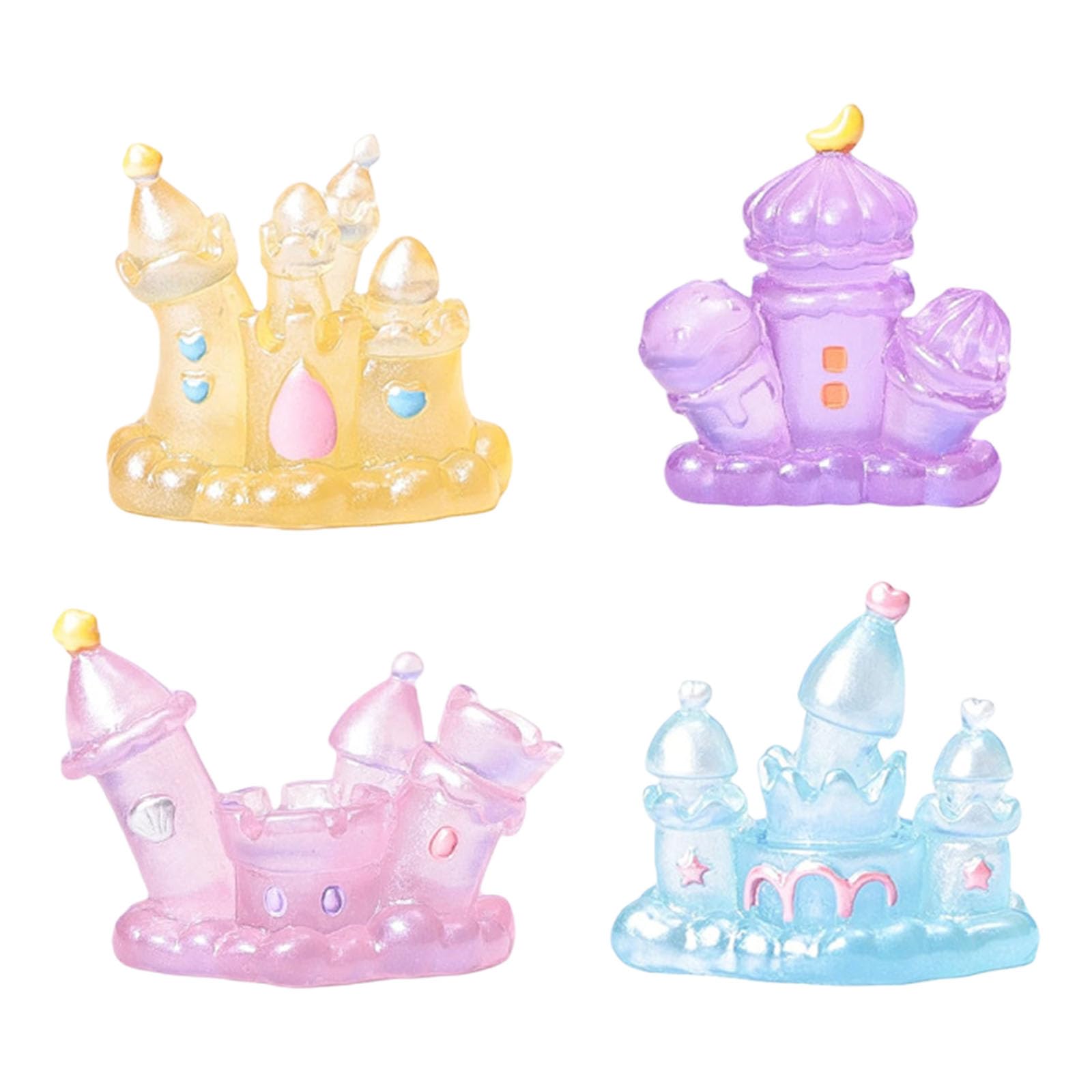 Maxtonser 4Pcs Miniature Castles Figurines Minis Fairys Tale House Statues Ornament for Diys Fairys Garden Microlandscape Decorati